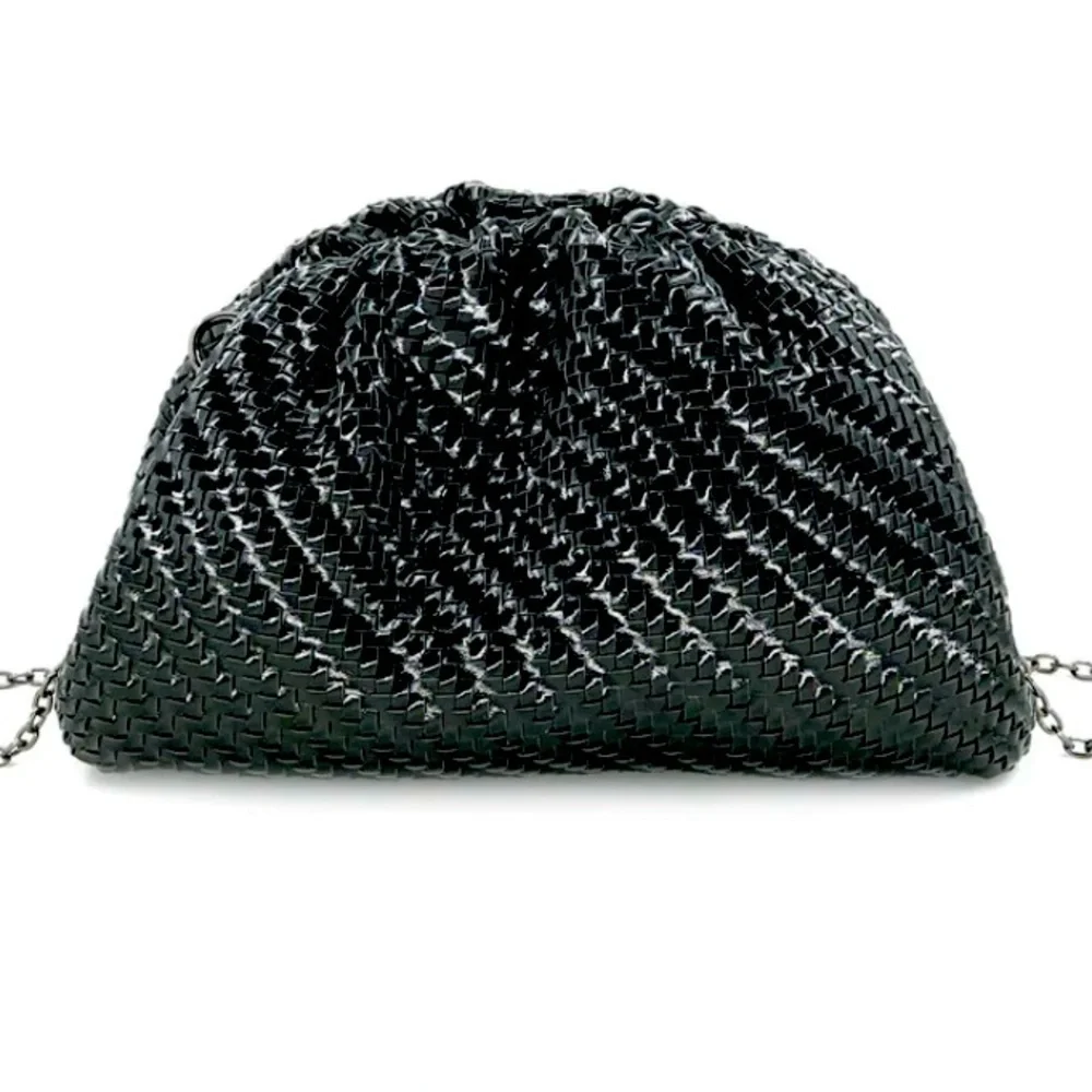Elegant Black Woven Vegan Clutch